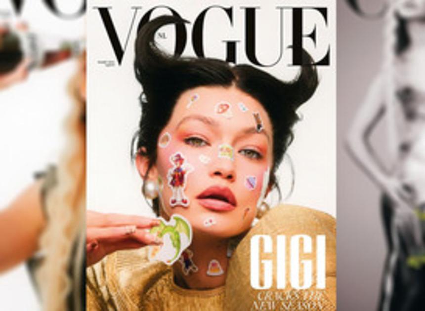 Topmodel Gigi Hadid (27) poseert in Vogue met Efteling-stickers
