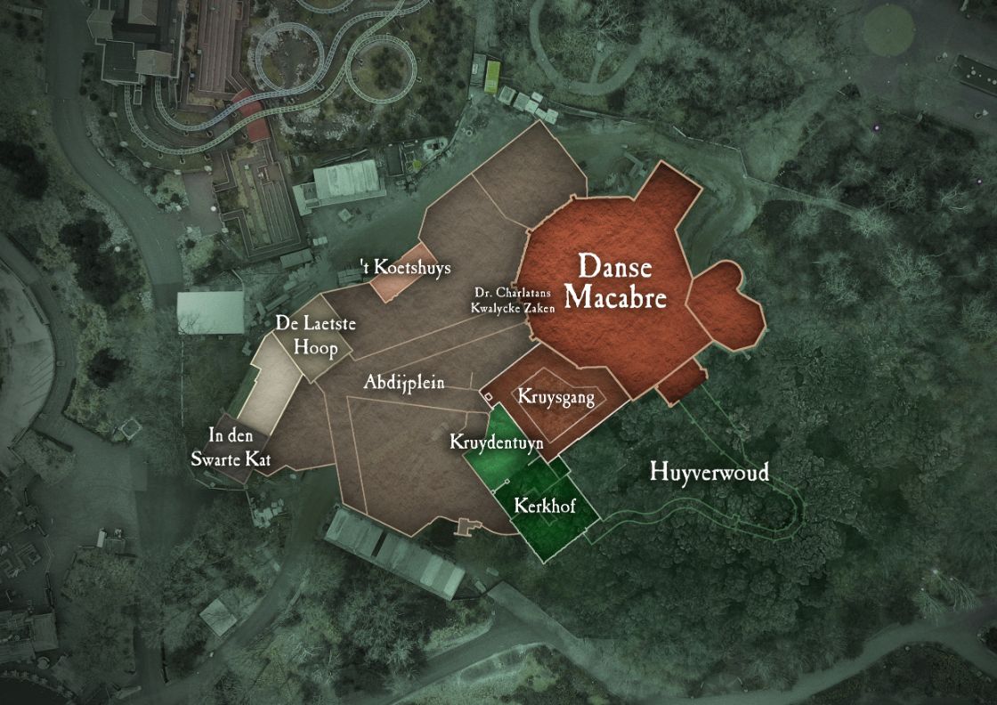 Efteling gebruikt oude Spookslot-schetsen als inspiratie voor Danse Macabre / Foto: Efteling - Danse Macabre - Plattegrond Huyverwoud