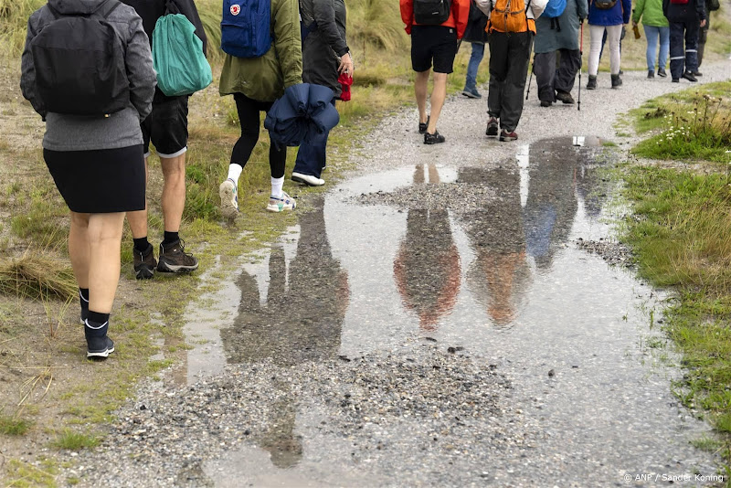 waterplas op wandelpad